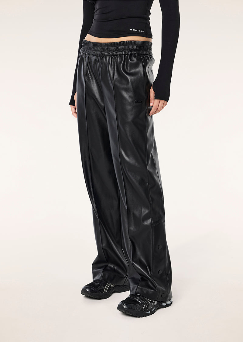 UNITY PANTS IN BLACK BY P.E NATION, WOMEN'S ATHLEISURE LEATHER PANTS