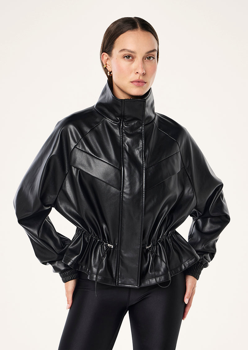 UNITY SHELTER JACKET IN BLACK BY P.E NATION, WOMEN'S ATHLEISURE LEATHER JACKET