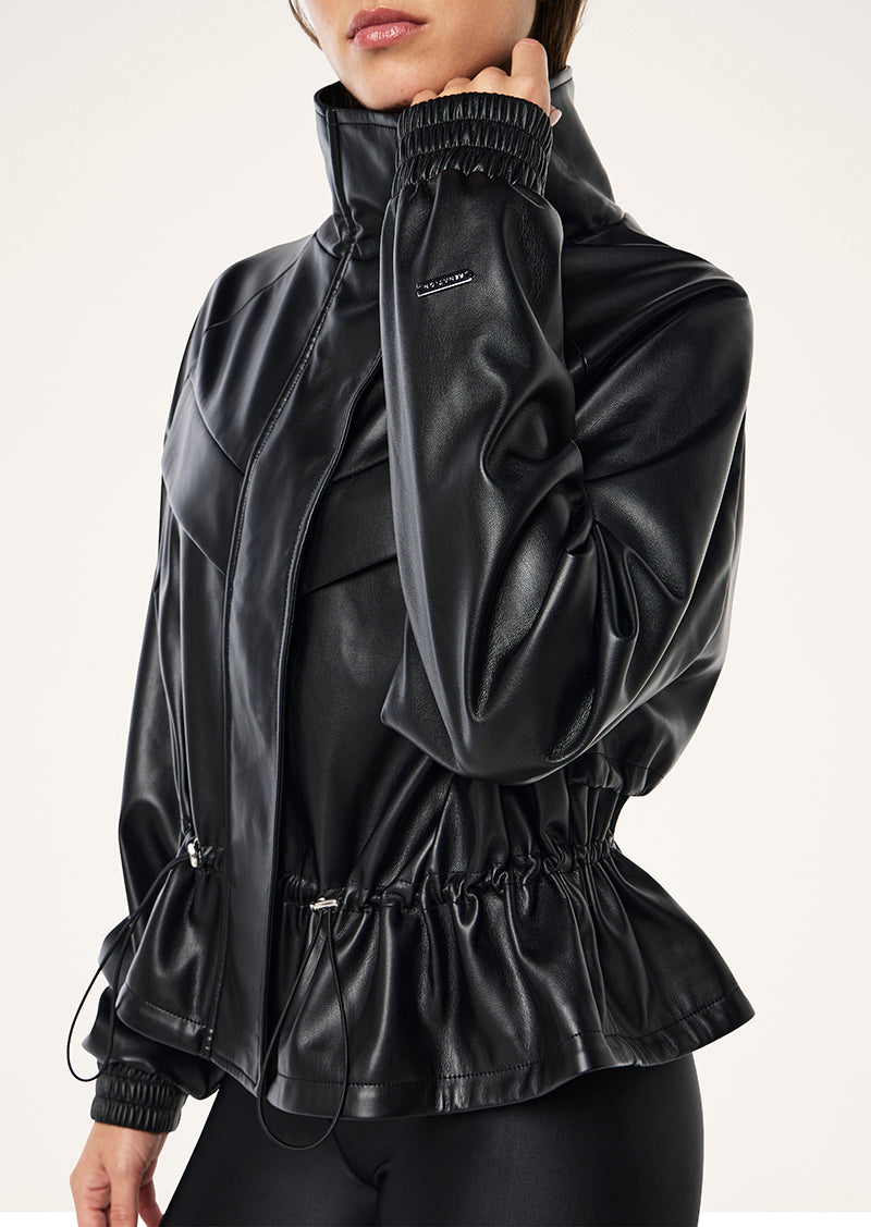 UNITY SHELTER JACKET IN BLACK BY P.E NATION, WOMEN'S ATHLEISURE LEATHER JACKET