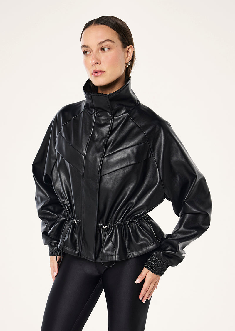 UNITY SHELTER JACKET IN BLACK BY P.E NATION, WOMEN'S ATHLEISURE LEATHER JACKET