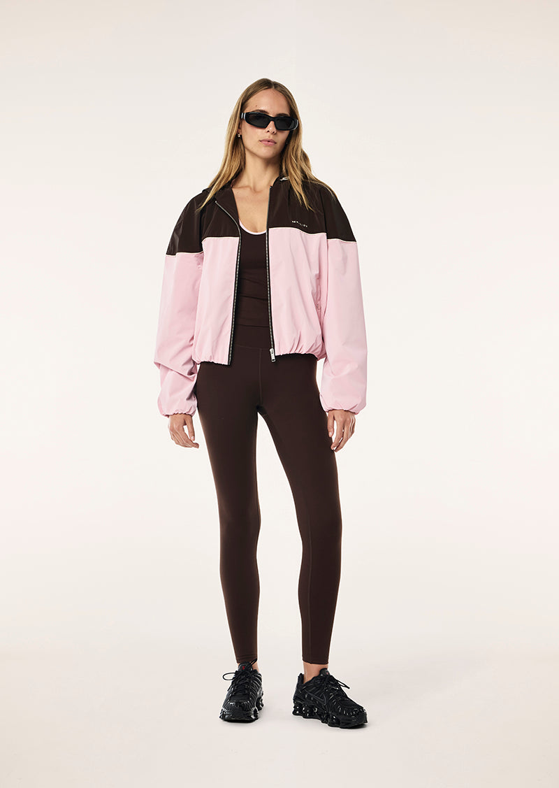 VERTEXT JACKET IN ESPRESSO BY P.E NATION, WOMENS ATHLEISURE SPRAY JACKET BROWN