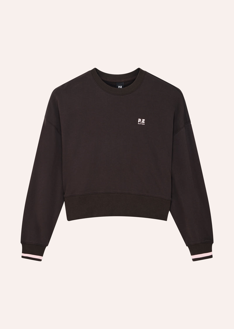 VITA SWEAT IN ESPRESSO BY P.E NATION, WOMENS ATHLEISURE SWEAT BROWN