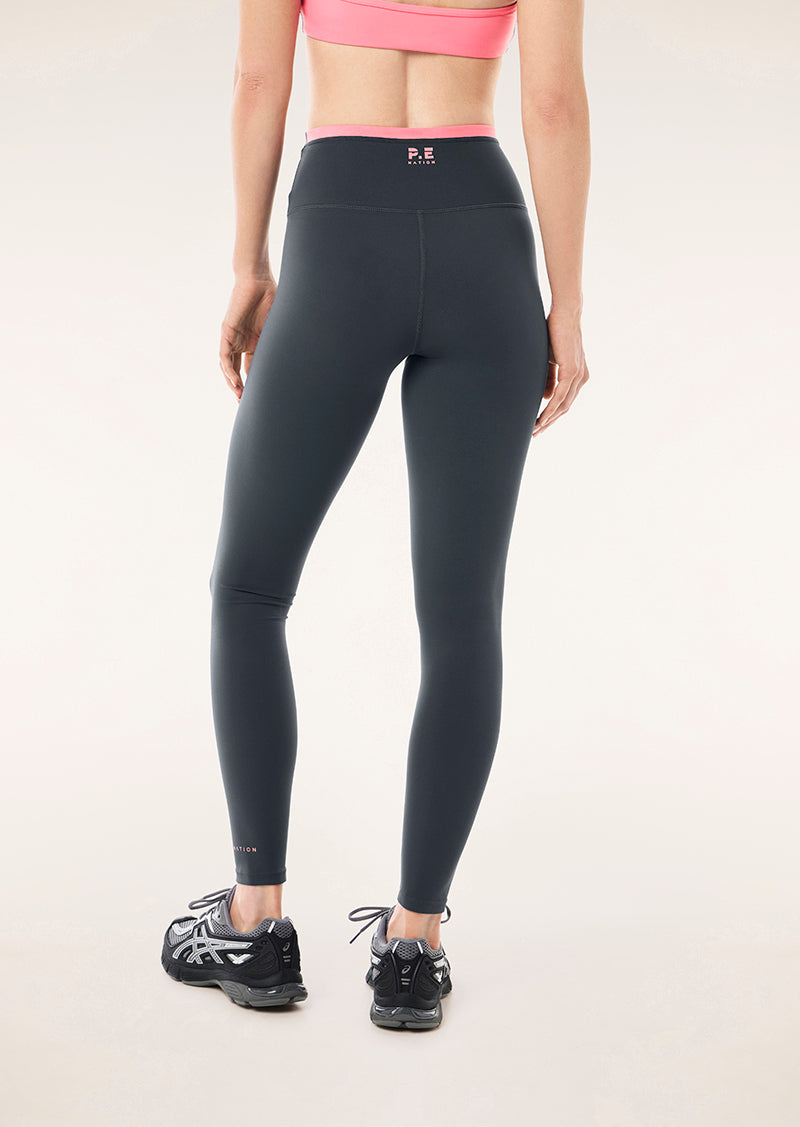 VITA FULL LENGTH LEGGING IN ASPHALT & PINK LEMONADE