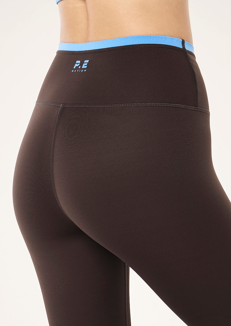 VITA FULL LENGTH LEGGING IN COFFEE & MARINA BY P.E NATION, WOMEN'S ATHLEISURE LEGGINGS