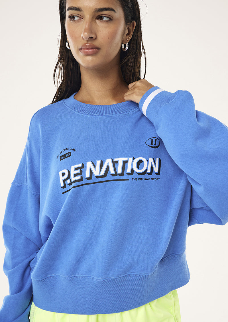VITA SWEAT IN PALACE BLUE BY P.E NATION WOMENS ATHLEISURE SWEAT SHIRTS
