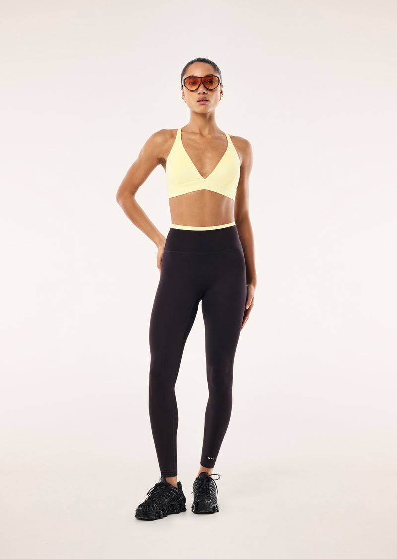 VITA FULL LENGTH LEGGING IN BLACK BEAN AND SOFT YELLOW BY P.E NATION, WOMEN'S FULL LENGTH LEGGINGS
