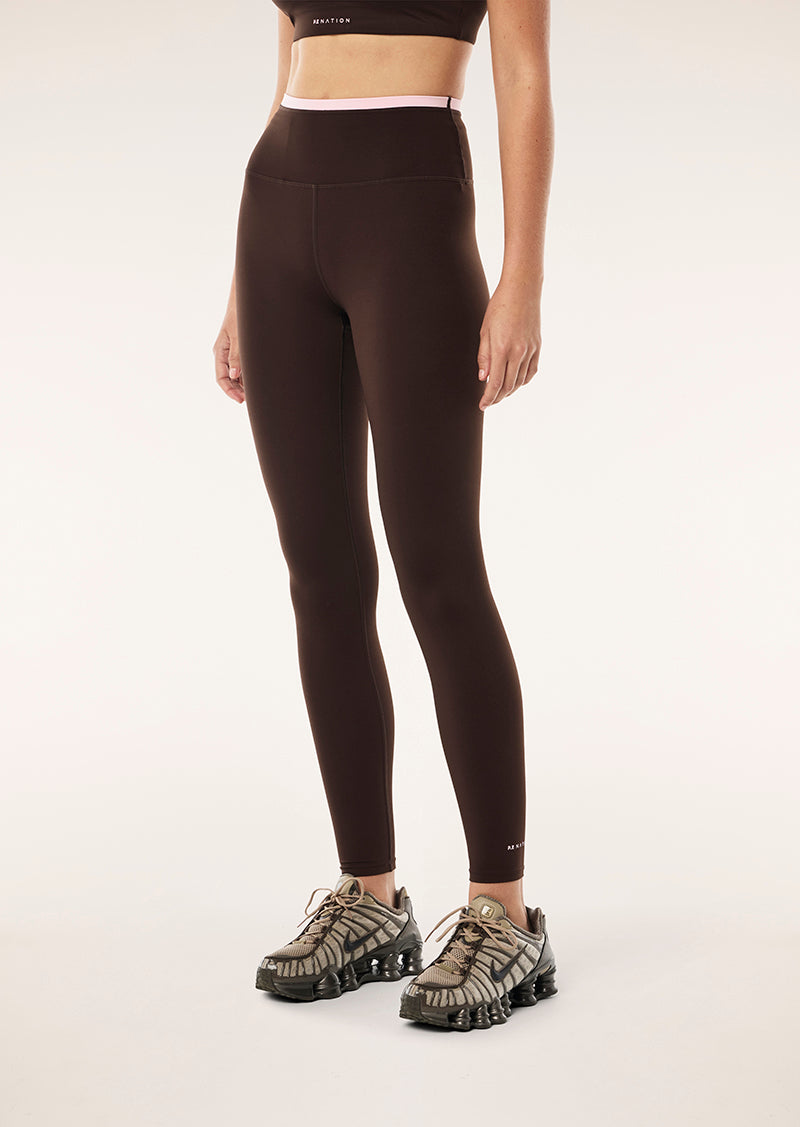 VITA FULL LENGTH LEGGING IN ESPRESSO BY P.E NATION, WOMENS ACTIVE LEGGING BROWN