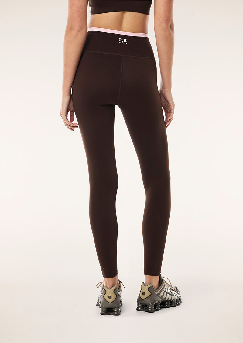 VITA FULL LENGTH LEGGING IN ESPRESSO BY P.E NATION, WOMENS ACTIVE LEGGING BROWN