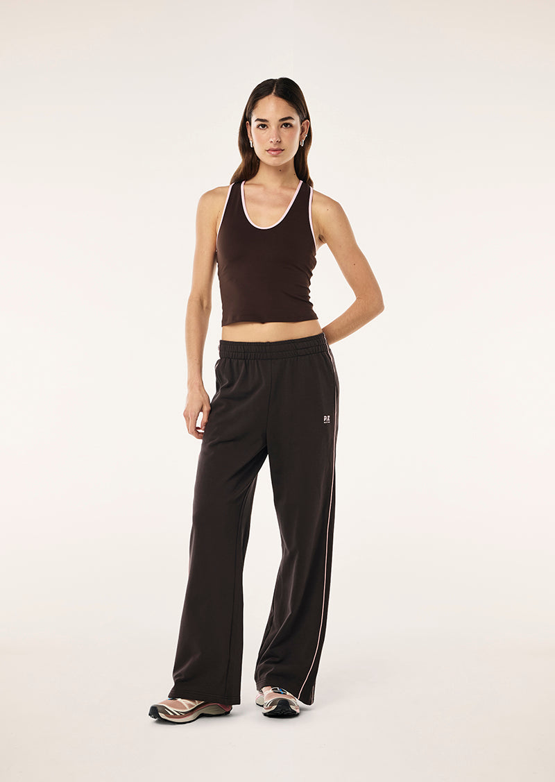 VITA TRACKPANT IN ESPRESSO BY P.E NATION, WOMENS ATHLEISURE LOUNGE TRACKPANT BROWN
