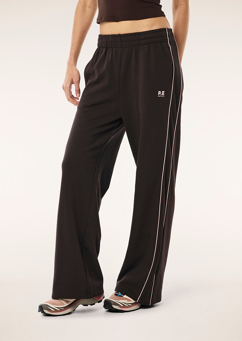 VITA TRACKPANT IN ESPRESSO BY P.E NATION, WOMENS ATHLEISURE LOUNGE TRACKPANT BROWN