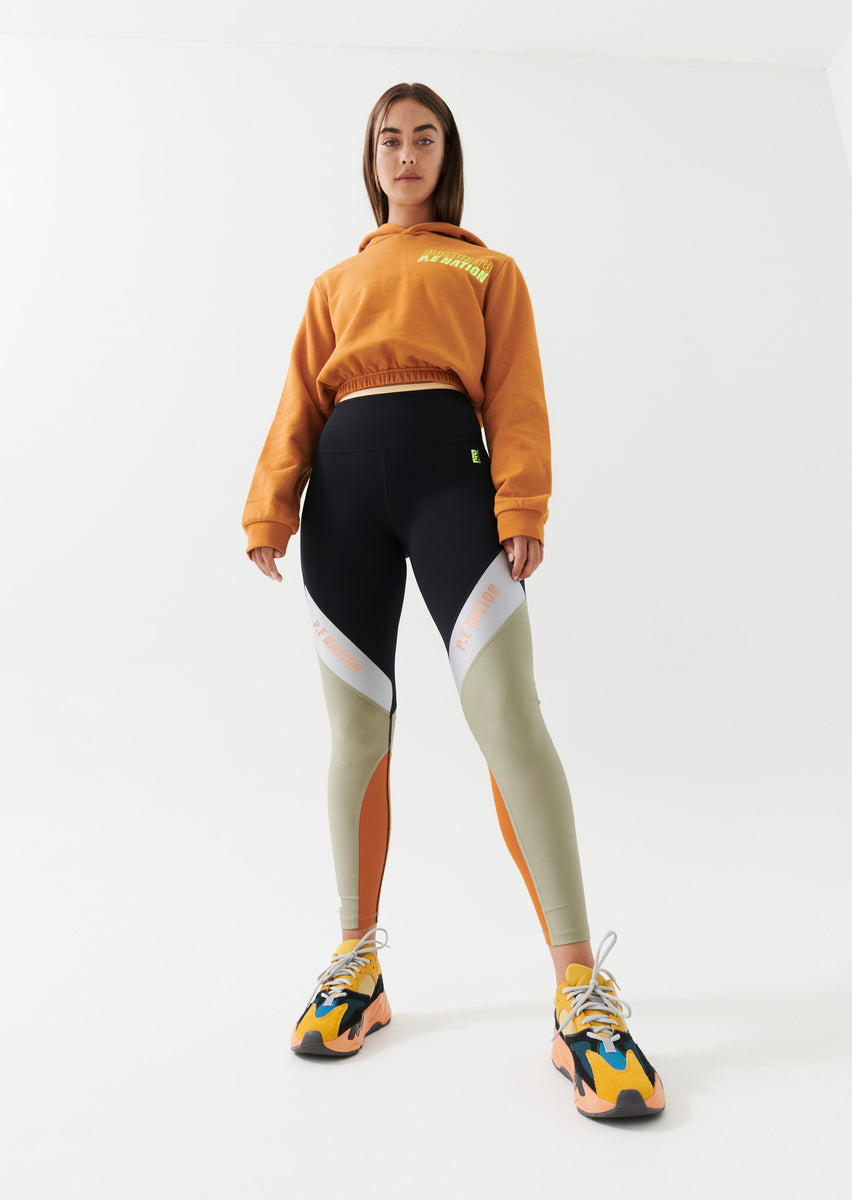Nike training high waist color block leggings in black and gold hot sale