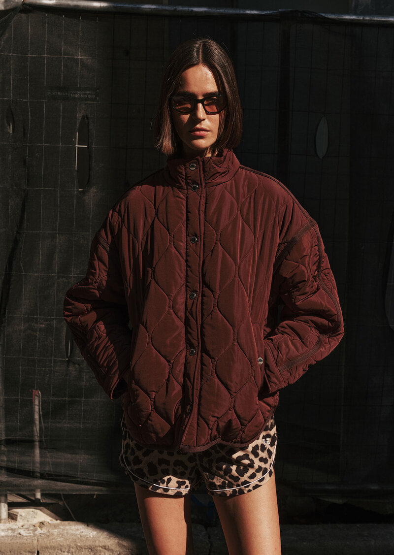 Surge Quilt Jacket in Mehogany by P.E Nation