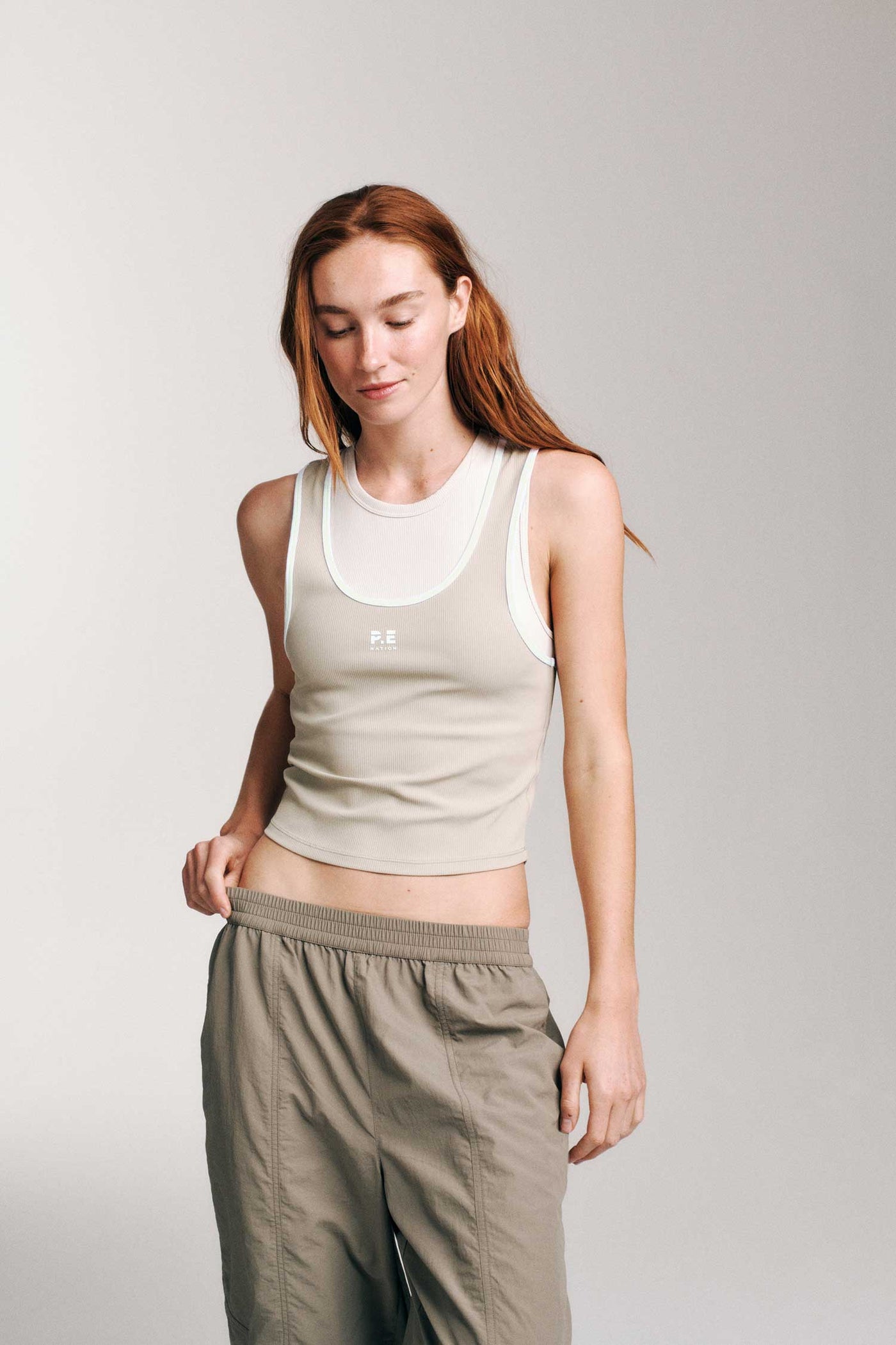 WESTWOOD TANK IN BISCUIT BY P.E NATION WOMENS ATHLEISURE TOP TANK