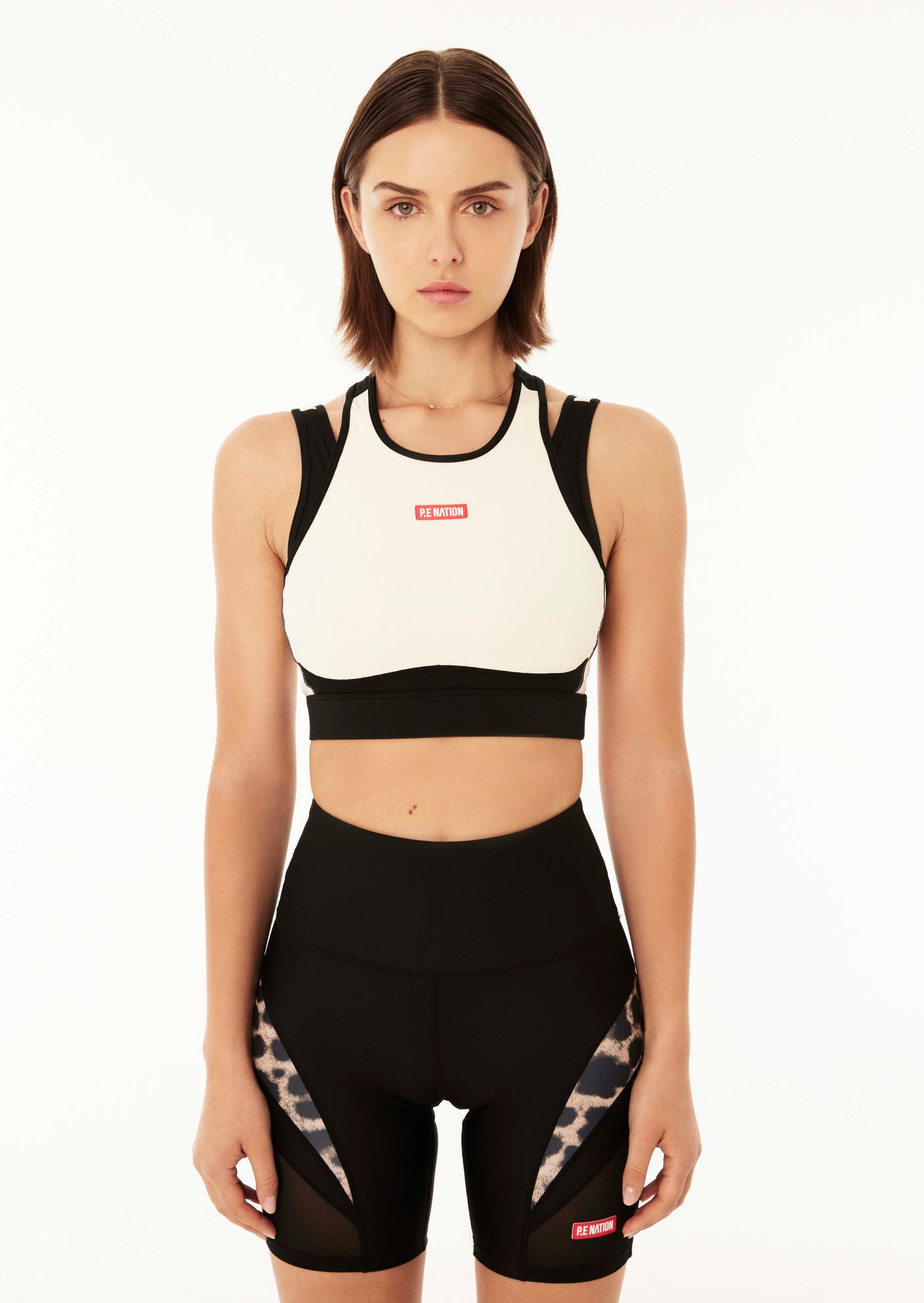 P.E Nation Fairway Sports Bra in Pearled Ivory