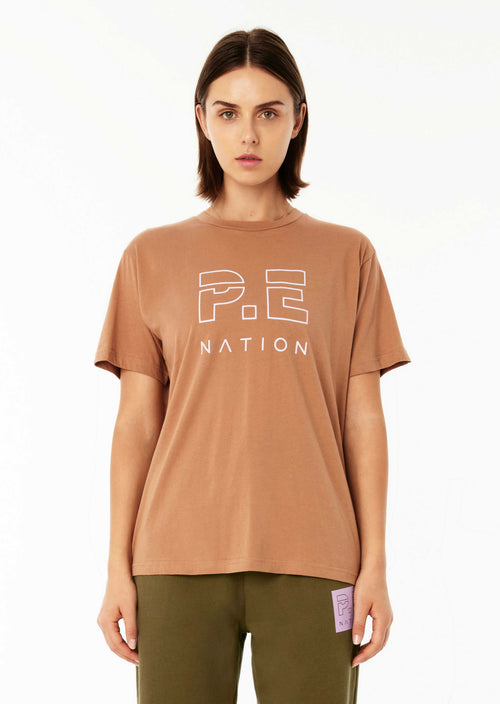 HEADS UP SS TEE IN CAMEL