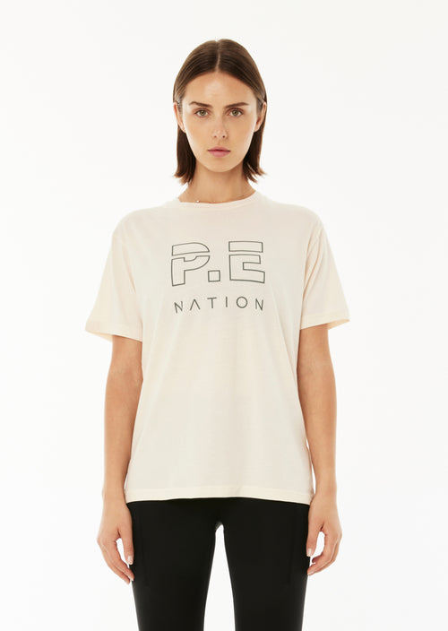 HEADS UP SS TEE IN PEARLED IVORY