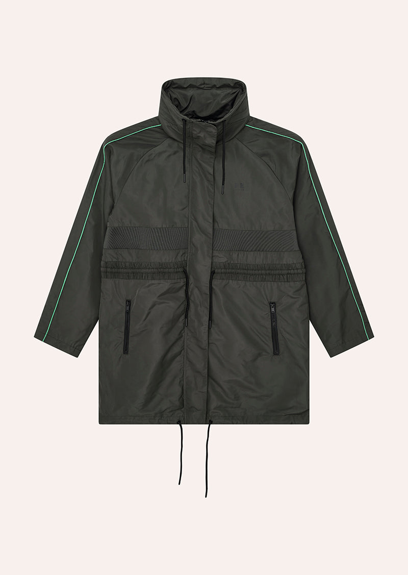 MID-LENGTH MAN DOWN JACKET IN CAVIAR & KELLY GREEN