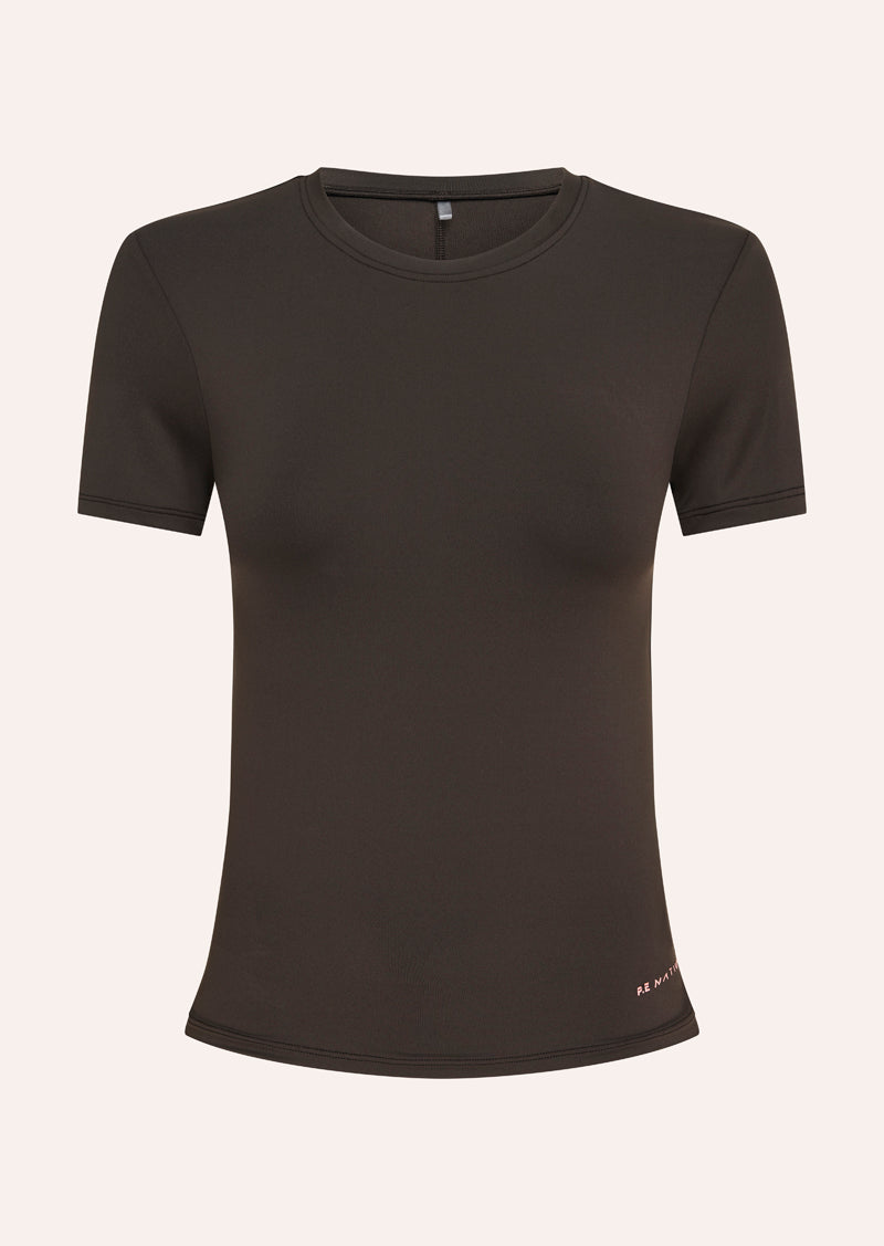FOUNDATION SHORT SLEEVE TEE IN LICORICE BY P.E NATION WOMENS ATHLEISURE TOP TEE 