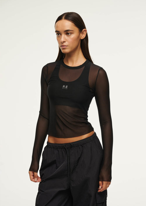 DISCOVERY MESH LONG SLEEVE TEE IN BLACK