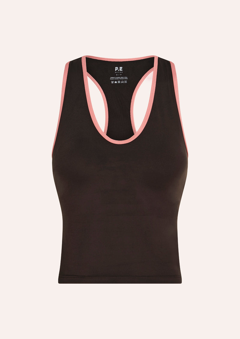 RENEWAL TANK IN LICORICE BY P.E NATION WOMENS ATHLEISURE TOP TANK