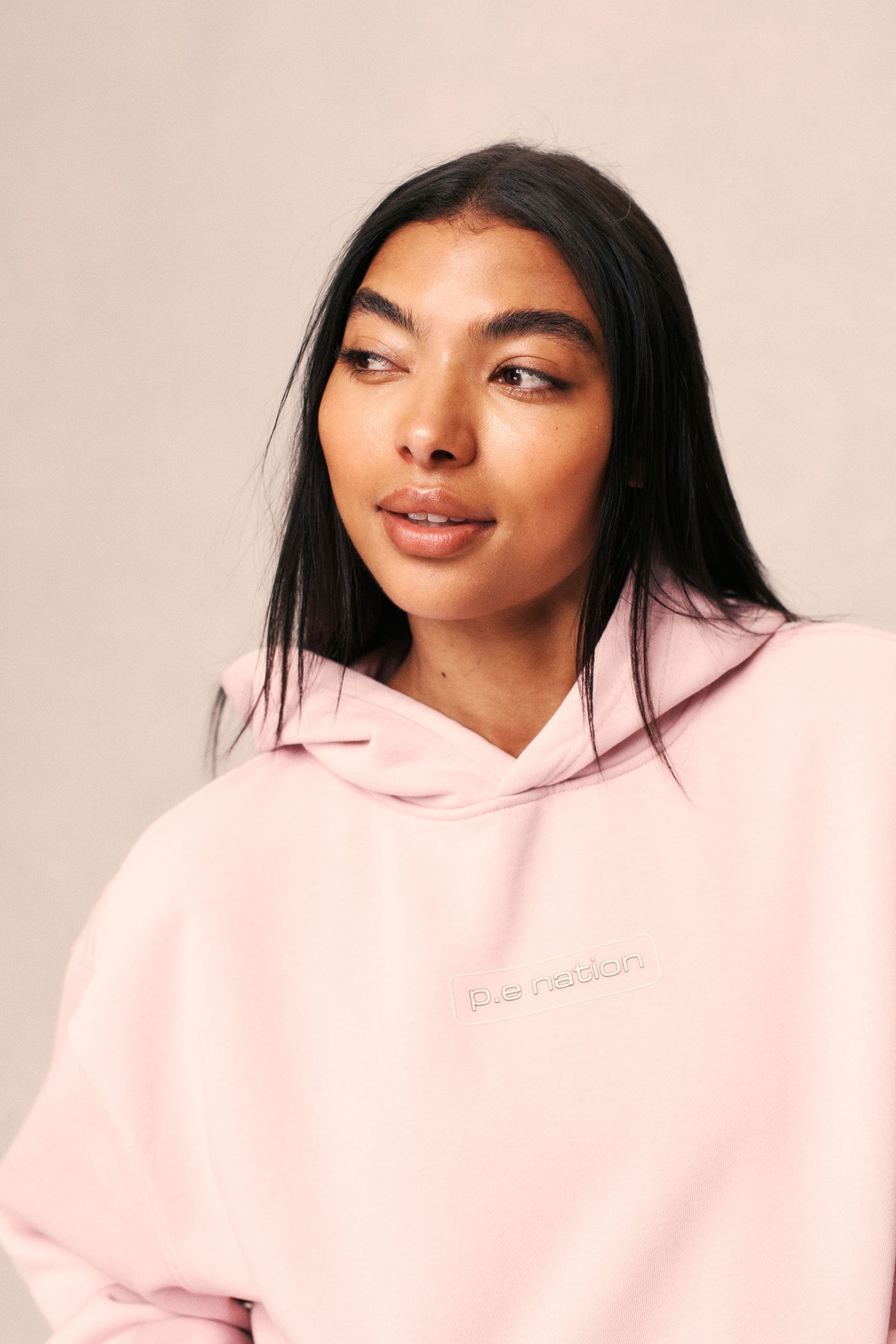 PEAK HOODIE IN CHALK PINK BY P.E NATION, WOMENS ATHLEISURE HOODIE LOUNGEWEAR PINK