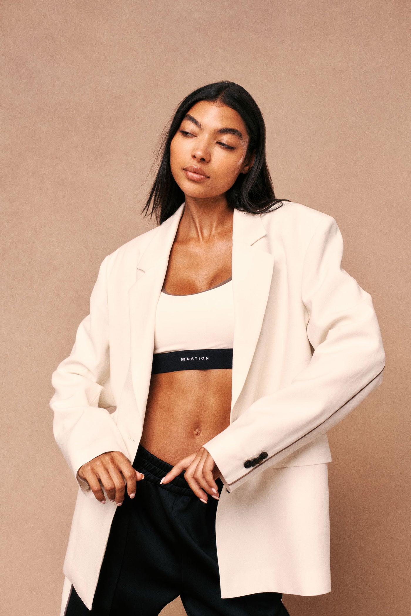 RESIDENCY BLAZER IN WHISPER WHITE BY P.E NATION, WOMENS FASHION ATHLEISURE BLAZER CREAM
