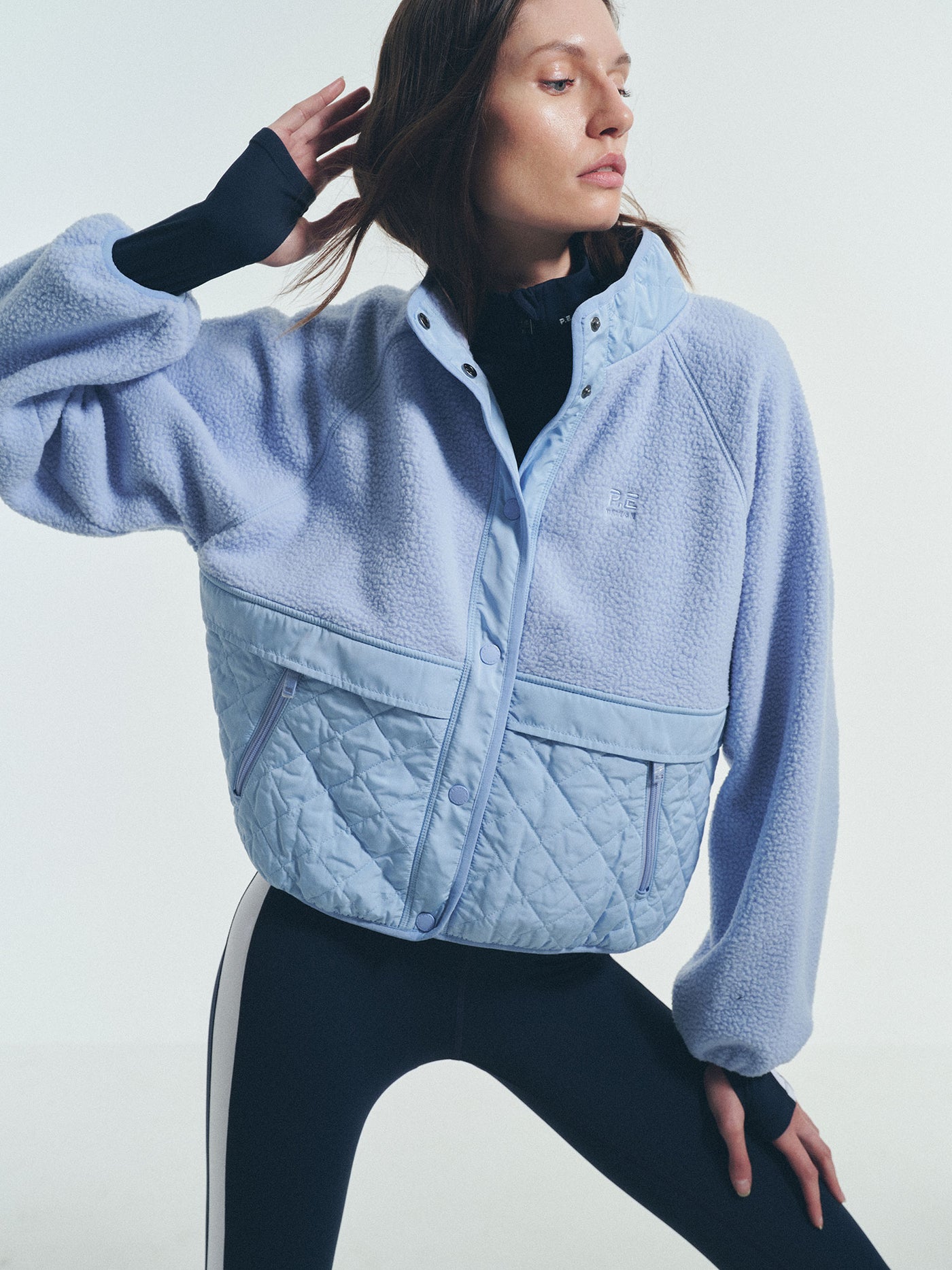 P.E NATION WOMENS TECHNIQUE QUILT JACKET IN DUSTY BLUE WOMENS JACKET
