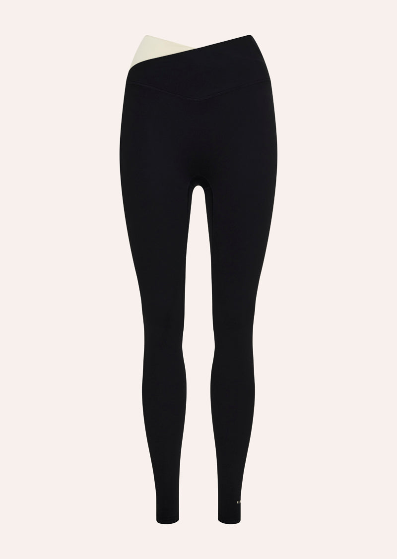 WANDER FULL LENGTH LEGGING IN BLACK AND BISCUIT BY P.E NATION WOMENS ATHLEISURE 