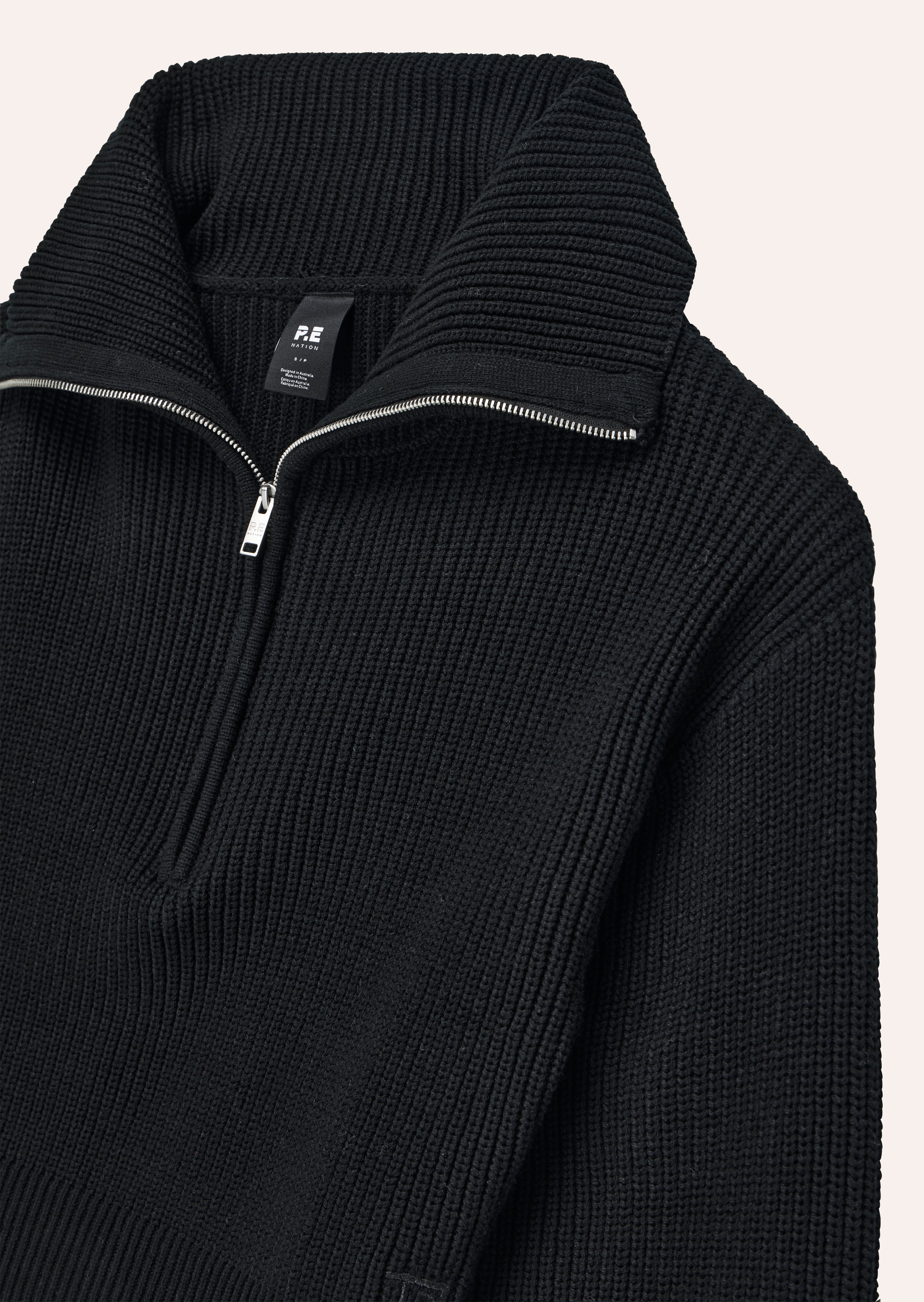 High Season Zip Neck Knit | Black | P.E Nation