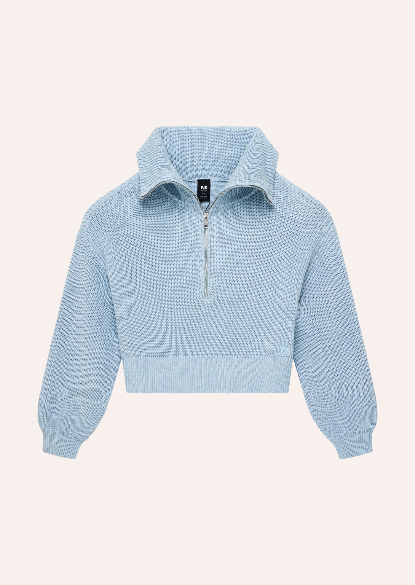 HIGH SEASON ZIP NECK KNIT IN ICE BLUE
