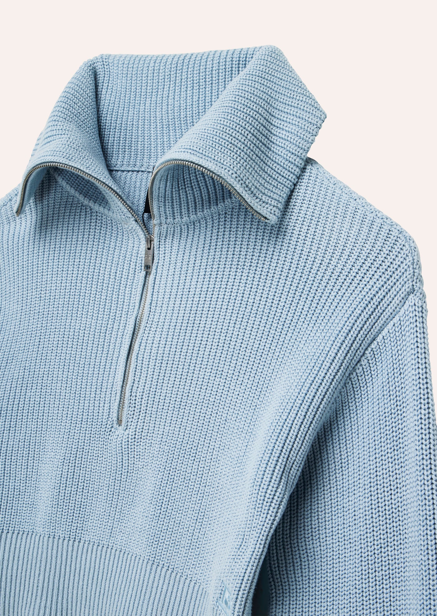 HIGH SEASON ZIP NECK KNIT IN ICE BLUE