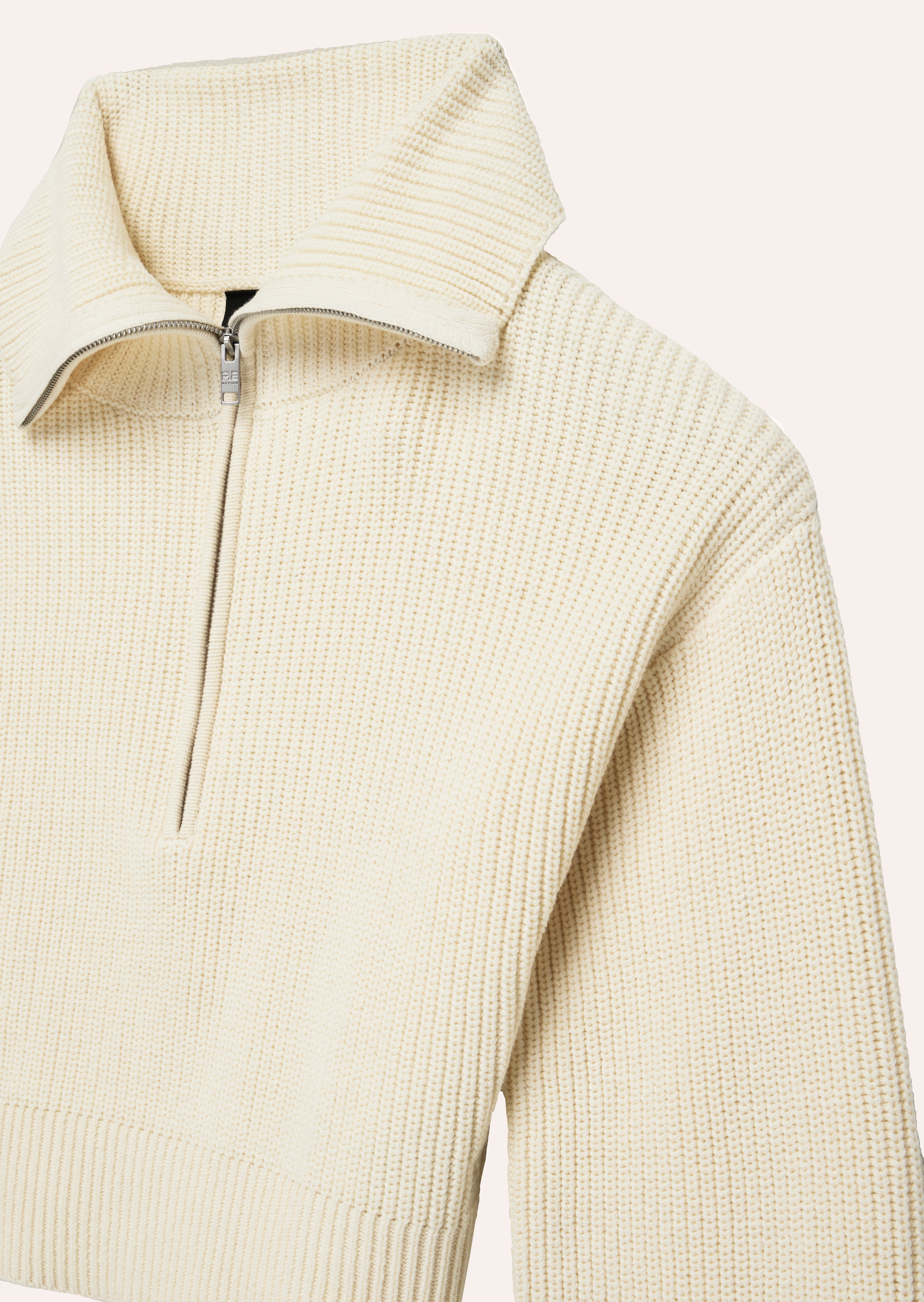 High Season Zip Neck Knit | Whisper White | P.E Nation