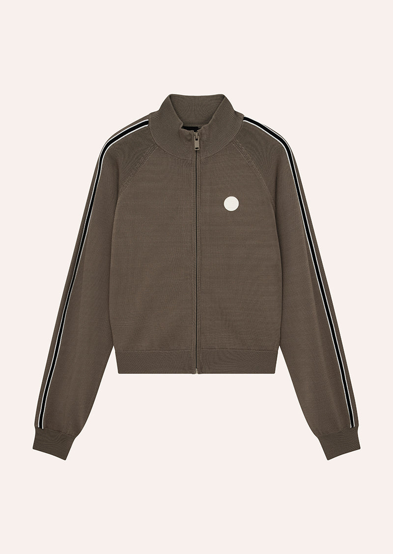 RETREAT KNIT JACKET IN BURNT BISCUIT BY P.E NATION WOMENS ATHLEISURE KNIT JACKET