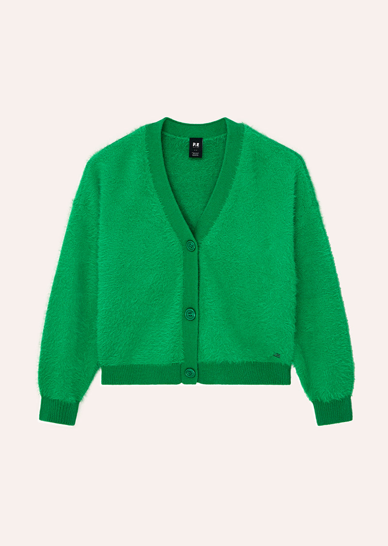 GREENPOINT KNIT CARDIGAN IN KELLY GREEN