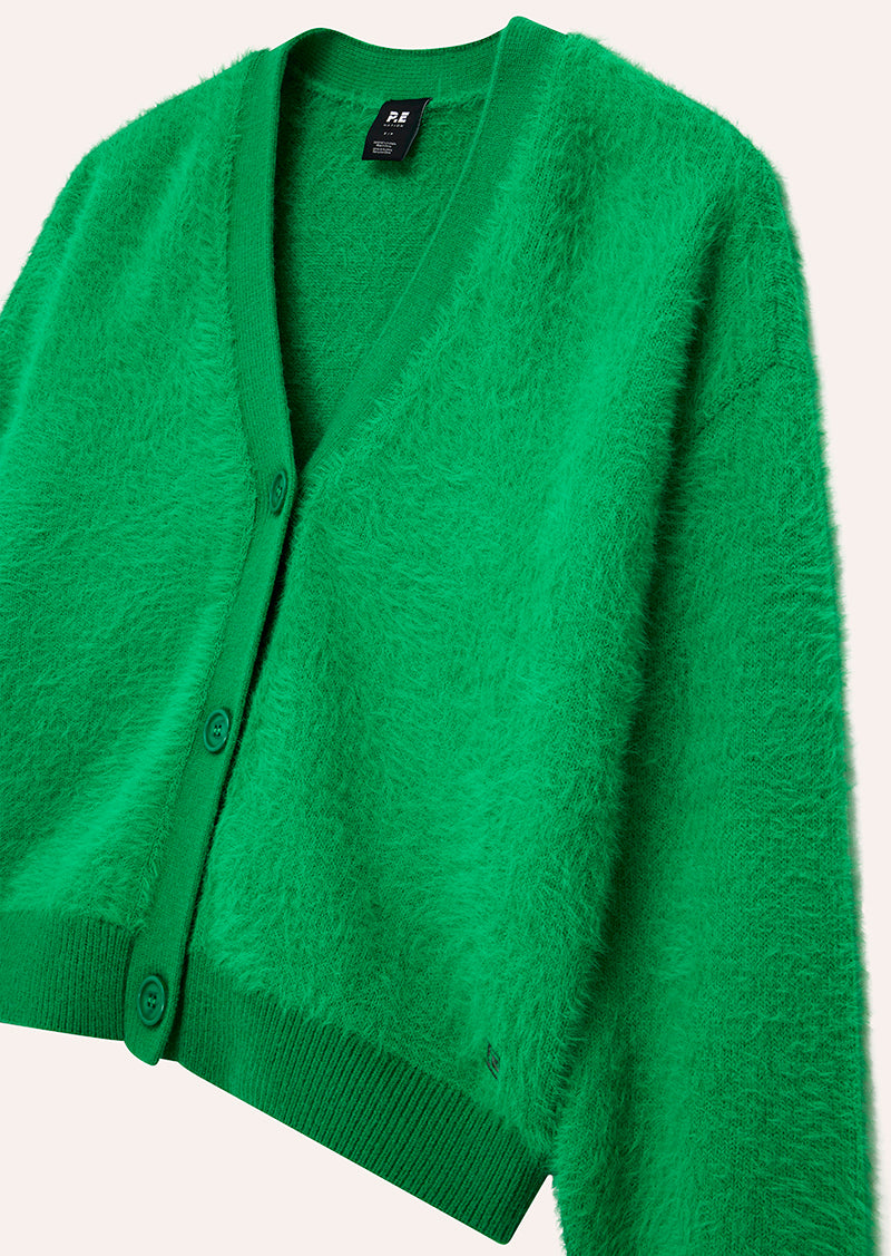 GREENPOINT KNIT CARDIGAN IN KELLY GREEN