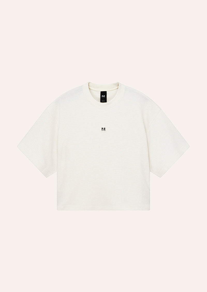 PRINTEMPS WAFFLE CROP TEE IN WHISPER WHITE