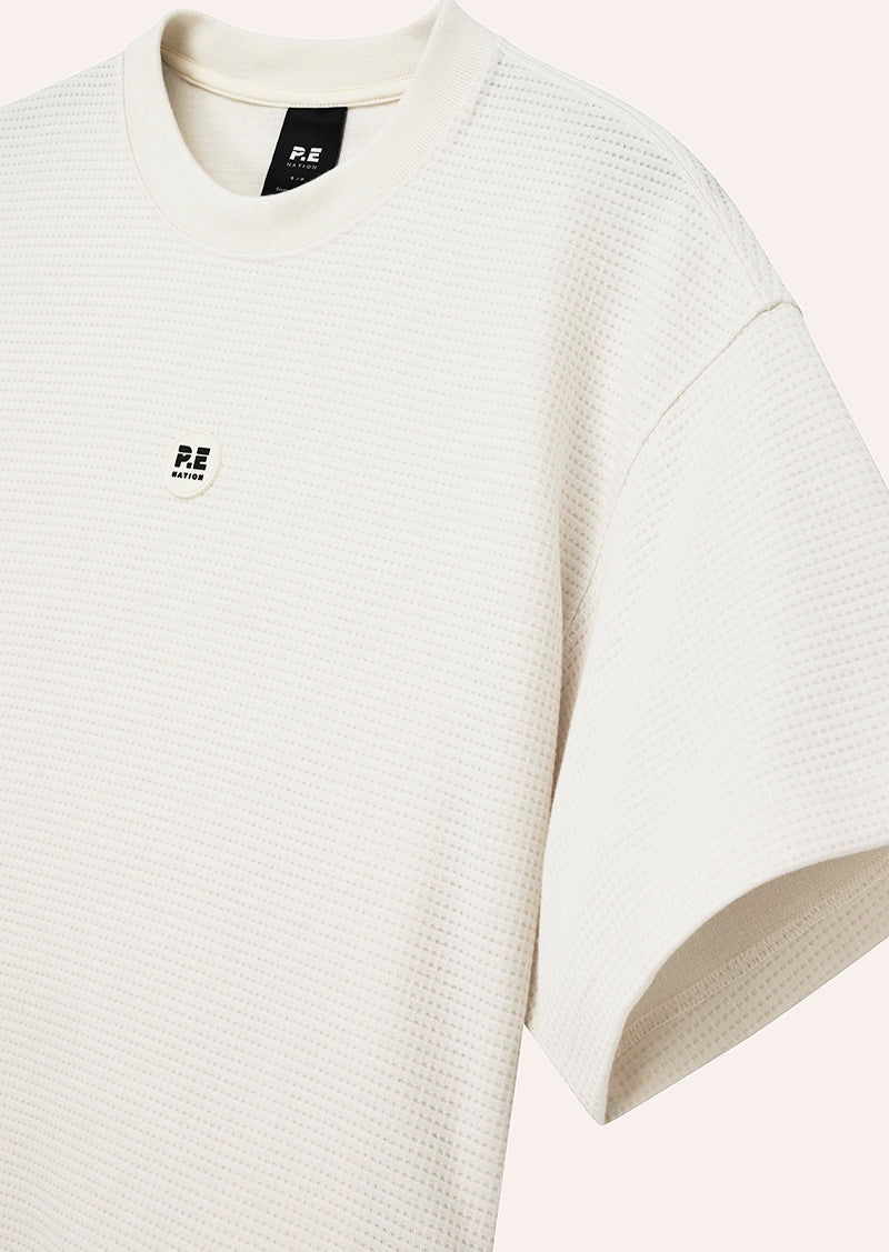 PRINTEMPS WAFFLE CROP TEE IN WHISPER WHITE