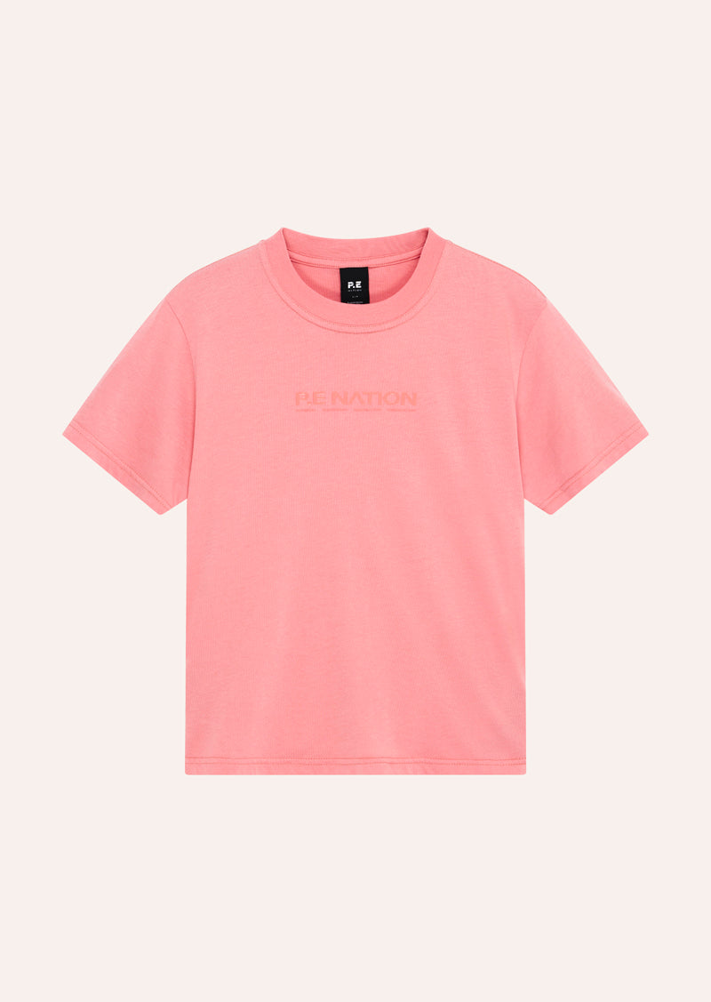 REWIND TEE IN WASHED DUSTY PINK BY P.E NATION WOMENS ATHLEISURE TOP TEE