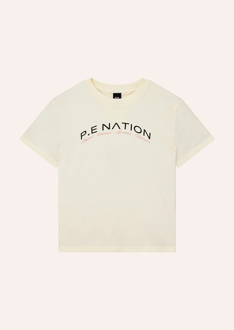 VOLUME TEE IN WHISPER WHITE BY P.E NATION WOMENS ACTIVE TEE TOP