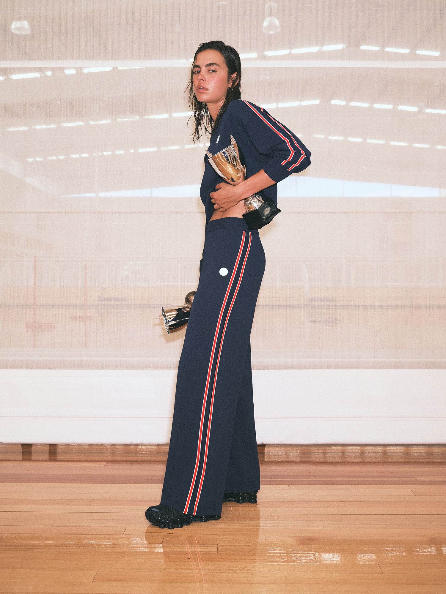 RETREAK KNIT PANT IN DARK NAVY BY P.E NATION, WOMEN'S ATHLEISURE KNIT JUMPERS