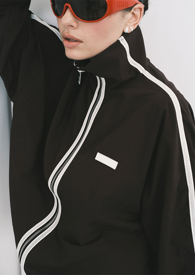 RADIUS JACKTET IN DARK PLUM BY P.E NATION, WOMEN'S ATHLEISURE SPRAY JACKETS