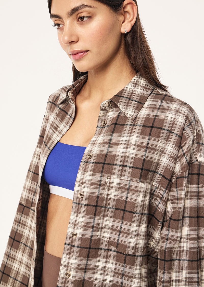 Ease Cotton Shirt in Check by P.E Nation, Women's Athleisure Cotton Shirts