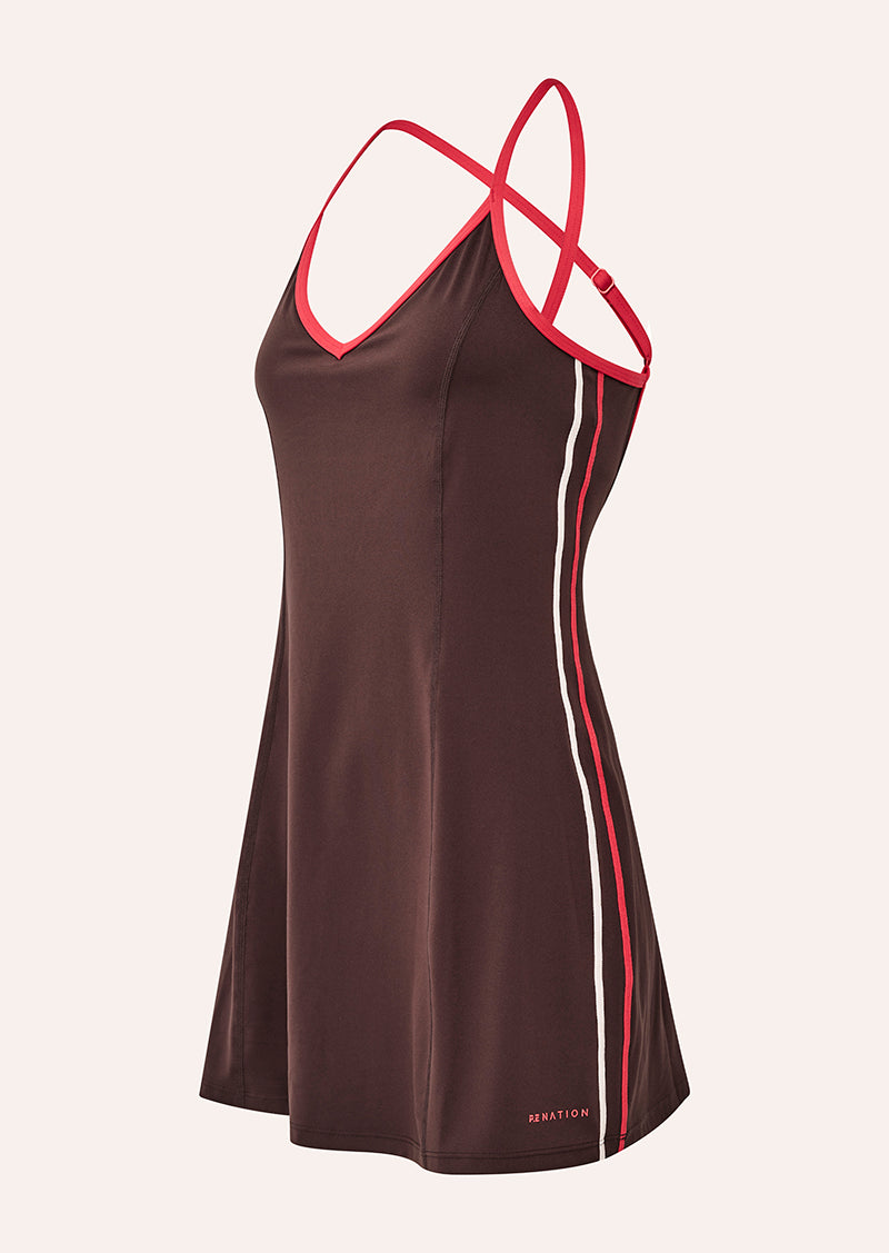 ACTIVATE DRESS IN DARK PLUM BY P.E NATION, WOMEN'S TENNIS DRESS