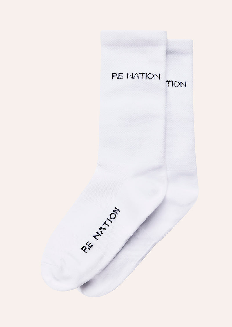 AERO RUNNING SOCK IN WHITE BY P.E NATION, WOMEN'S RUNNING SOCK