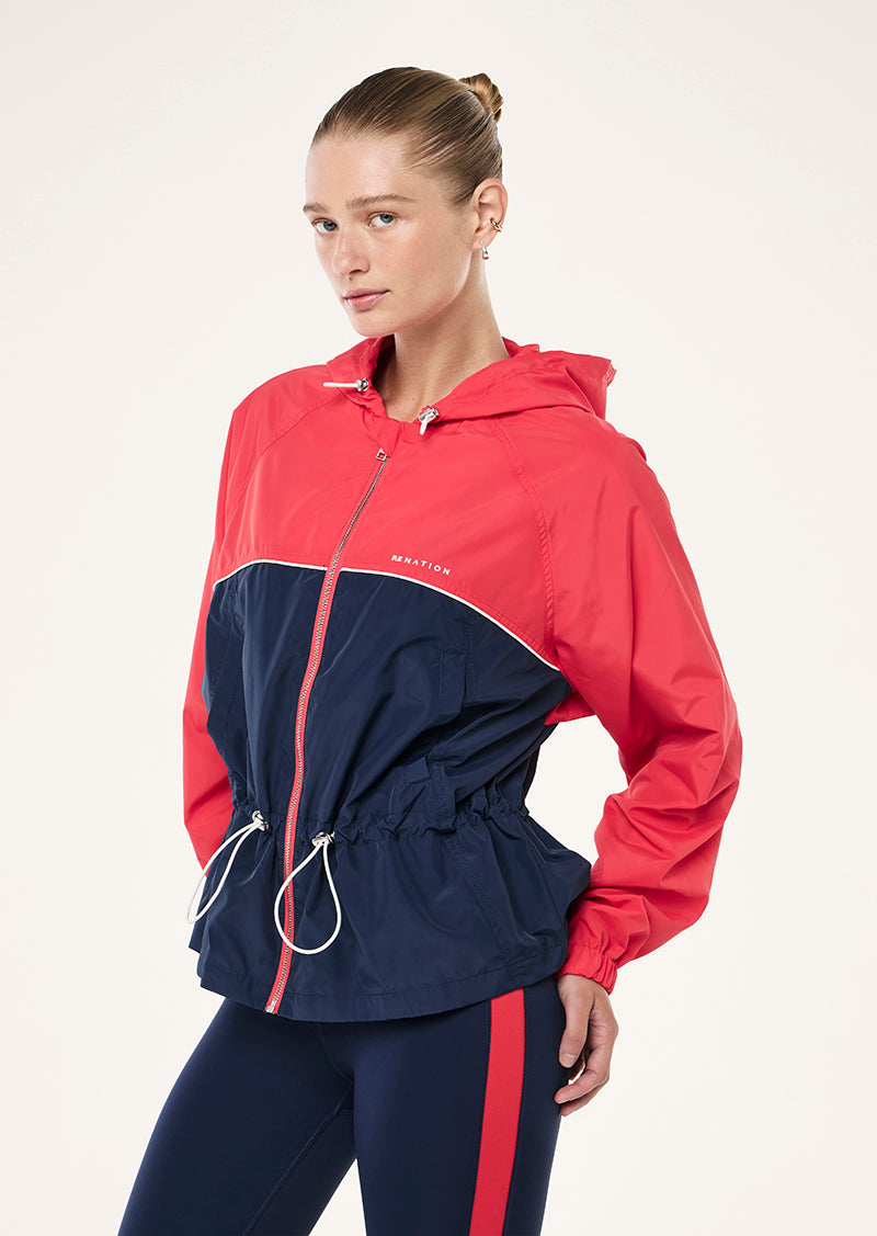 ALIGNMENT JACKET IN DARK NAVY BY P.E NATION, WOMEN'S ATHLEISURE JACKETS