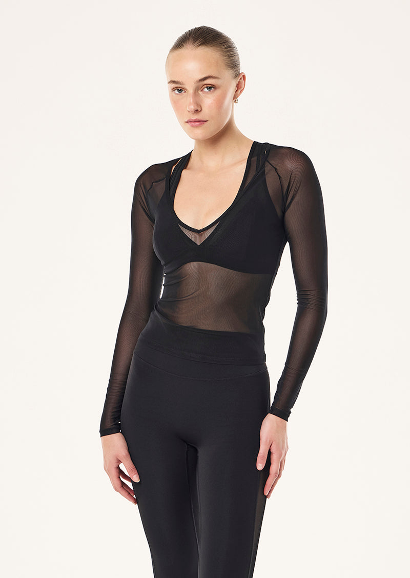 ALL OUT MESH LONG SLEEVE TOP IN BLACK BY P.E NATION