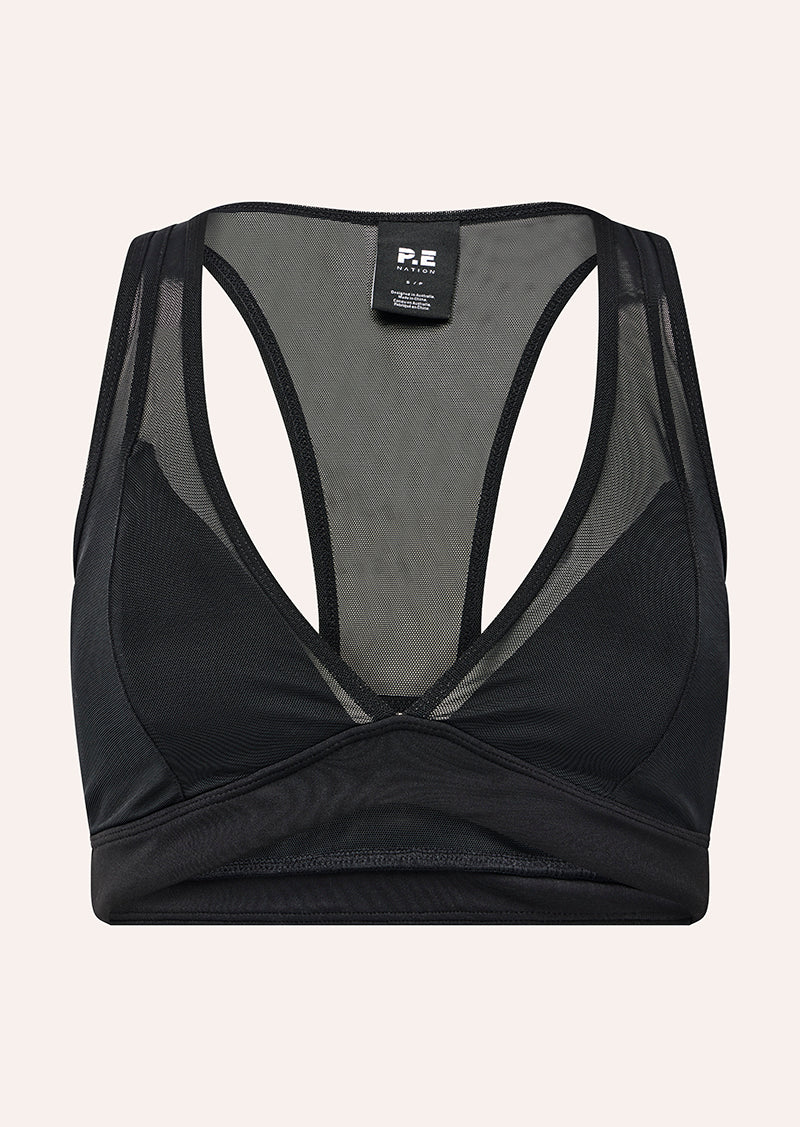 ALL OUT MESH SPORTS BRA IN BLACK BY P.E NATION, WOMEN'S ATHLEISURE SPORTS BRAS