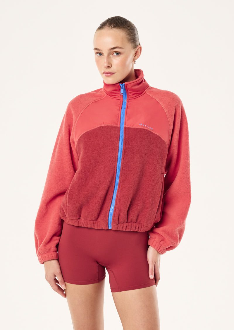ALUMNI JACKET IN STRAWBERRY & CHERRY BY P.E NATION