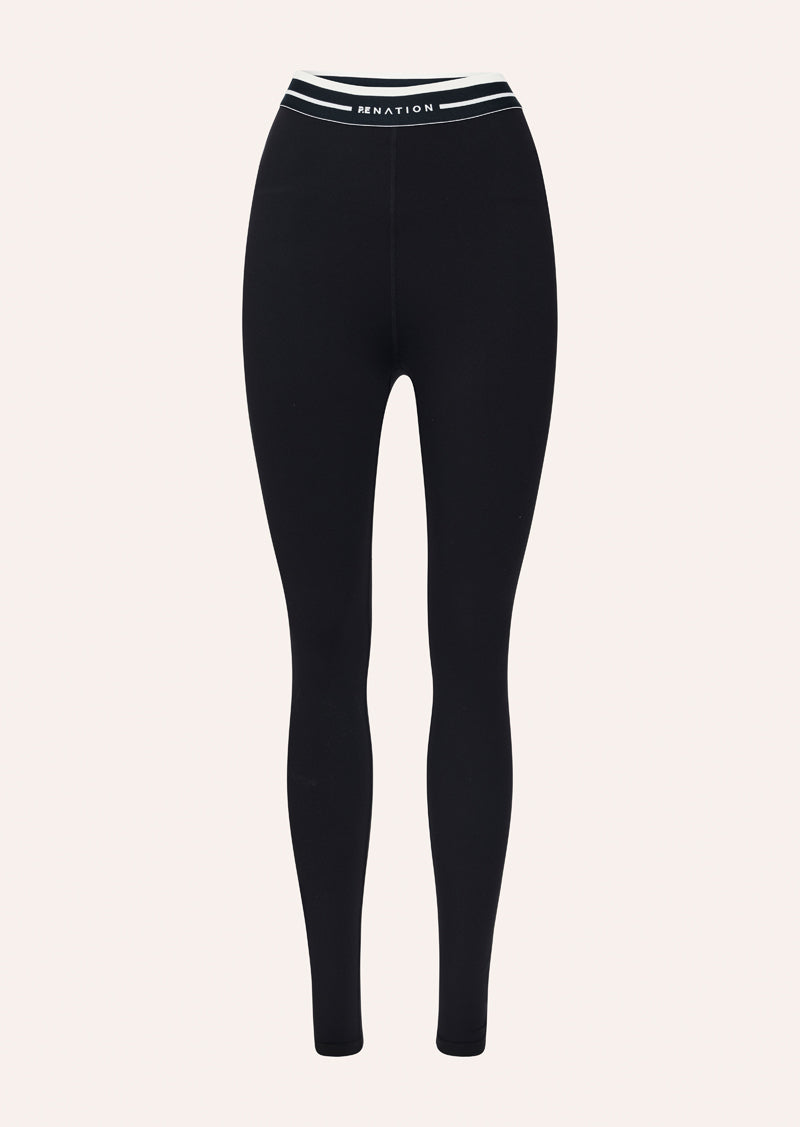 AVANT FULL LENGTH LEGGING IN BLACK & WHISPER WHITE BY P.E NATION WOMENS BLACK ACTIVE LEGGING