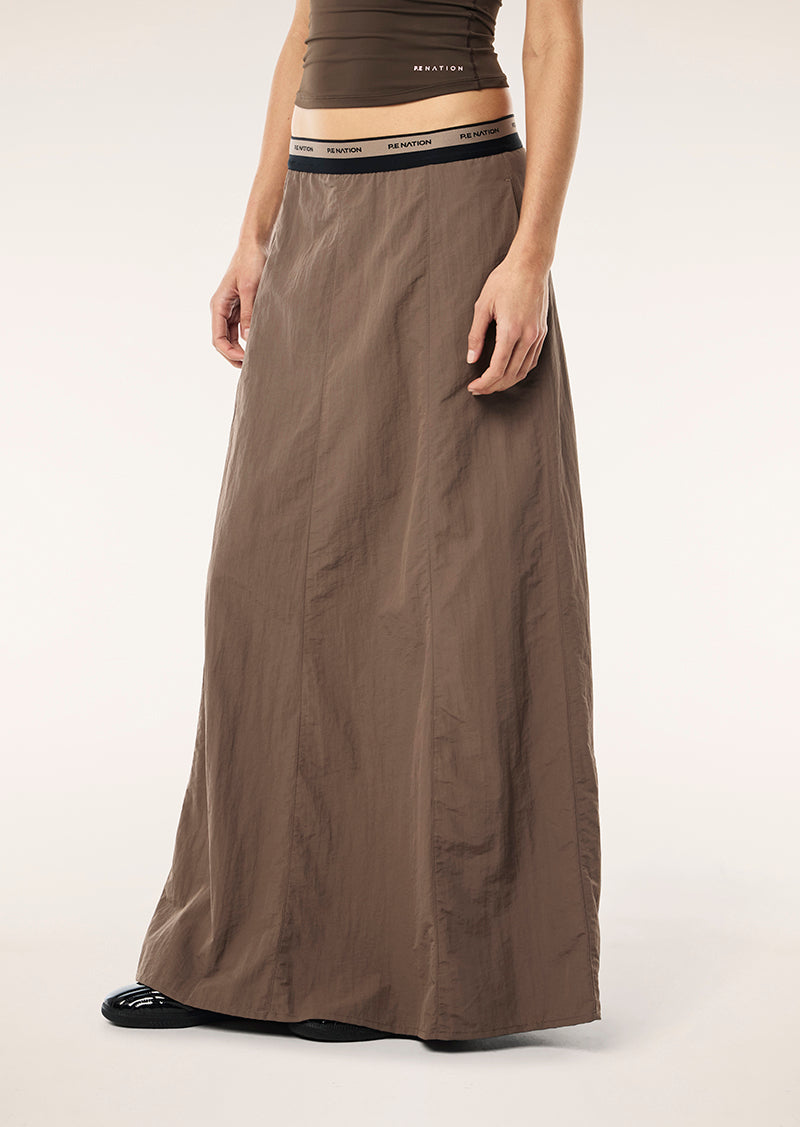 AVANT SKIRT IN WALNUT BY P.E NATION, WOMENS ATHLEISURE SKIRT BROWN